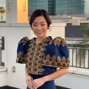 Handwoven Filipiniana Terno Blouse and Skirt